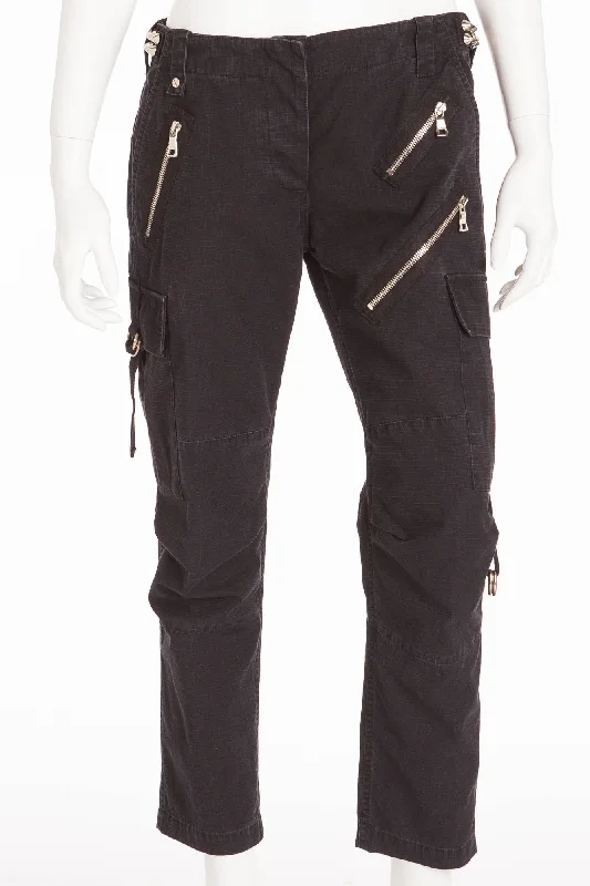 Balmain - Black Pants with Zippers & Spikes - FR 38