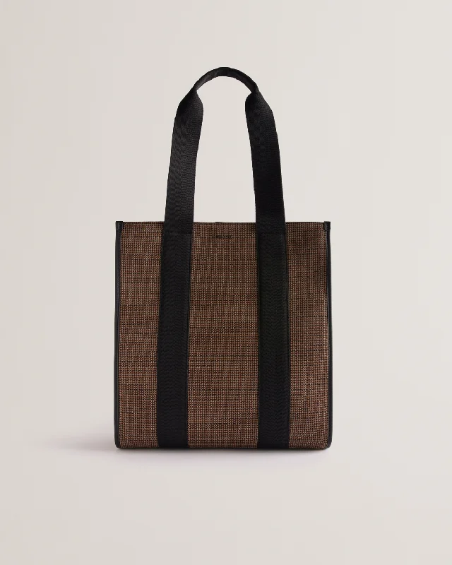 Mallick Check Fabric Tote Bag Black